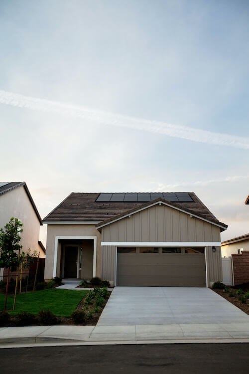 Solar panel installation on  garage roof